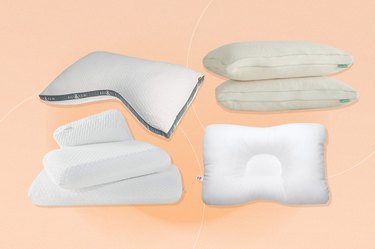 collage of the best pillows for neck pain